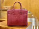 爱马仕 Birkin 铂金包 石榴红 倒V 一级皮 湾鳄鱼皮 臻品级别 金扣 30cm