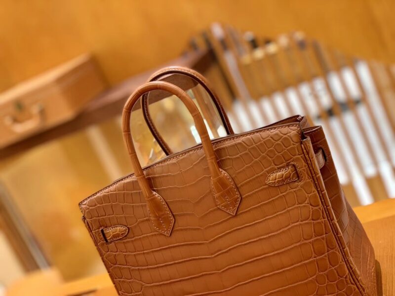 爱马仕 Birkin 30cm 雾面 尼罗鳄鱼皮 蜜糖棕 金扣 全手工缝制 - Image 5