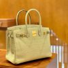 爱马仕 Birkin 30cm 雾面 尼罗鳄鱼皮 奶昔黄 金扣 全手工缝制