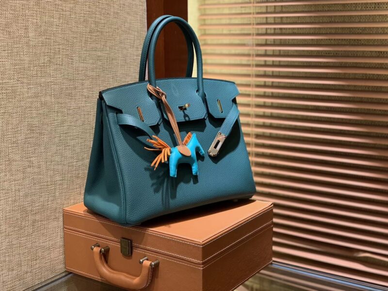 爱马仕 Birkin铂金包 孔雀绿 德国进口小牛皮 顶级品质全手工缝制 金扣 30cm - Image 6