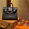 爱马仕 Birkin 铂金包 经典黑 鳄鱼皮拼德国togo牛皮 全手工缝制 金扣 25cm