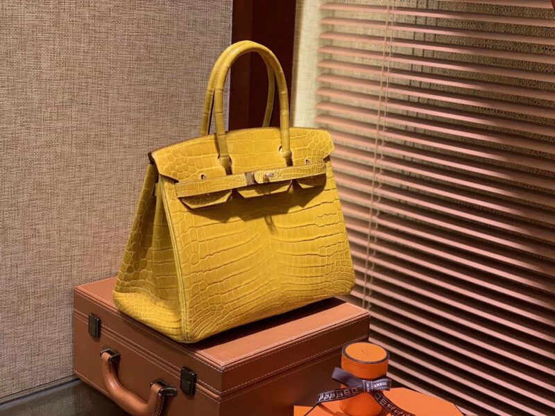 爱马仕 Birkin铂金包 琥珀黄 一级皮 尼罗鳄鱼 进口原料 顶级手缝工艺 30cm - Image 6