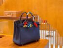 爱马仕 Birkin 铂金包 午夜蓝 鳄鱼皮拼牛皮 金扣 25cm