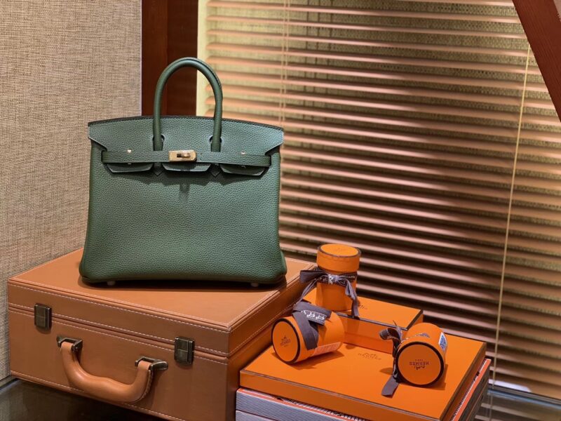 爱马仕 Birkin 25cm ( 铂金包) Togo小牛皮 丛林绿 原版蜜蜡线 全手工缝制
