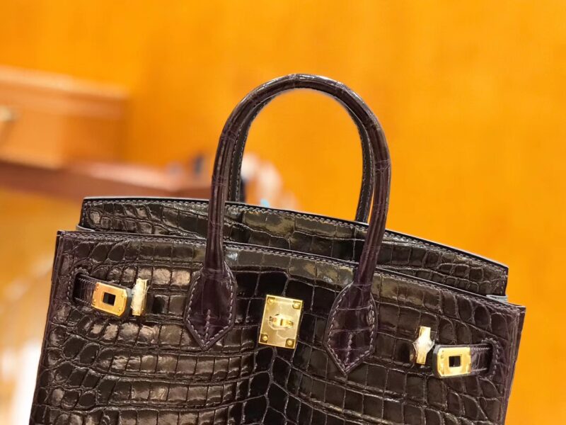 爱马仕 Birkin 25cm 鳄鱼皮 茄子紫 不是黑色哦 - Image 5