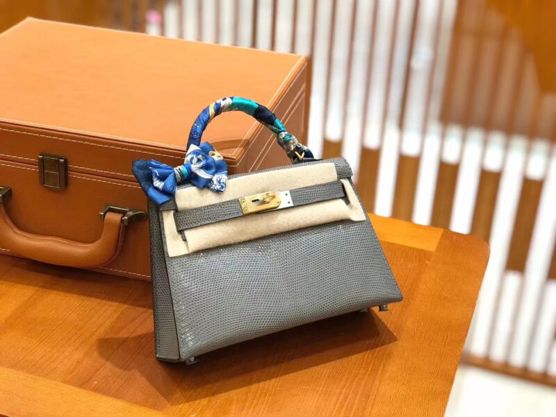 爱马仕 Mini kelly二代 杏仁绿 仿蜥蜴皮 金扣 原版蜜蜡线 顶级手工缝制 - Image 5