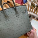 爱马仕 Birkin 25cm 松柏绿 南非KK级鸵鸟皮 金扣 原版蜜蜡线 顶级手工