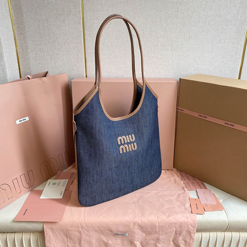 miumiu缪缪*IVY系列5BG231限定款Tote包牛仔布免检版 - Image 4