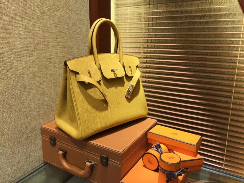 爱马仕 Birkin 30cm ( 铂金包) Togo小牛皮 9D 琥珀黄 原版蜜蜡线 全手工缝制 - Image 9