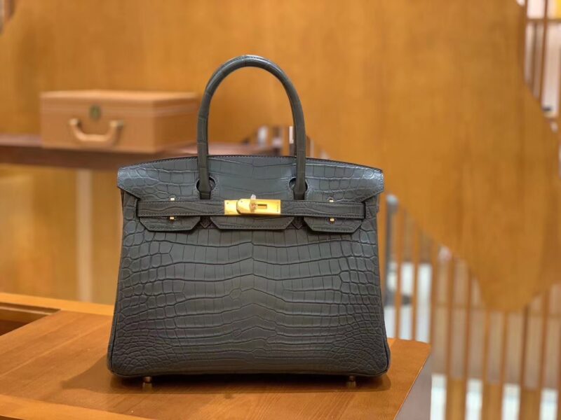 爱马仕 Birkin 30cm 石墨灰 一级尼罗鳄 金扣 原版蜜蜡线 顶级手缝