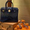 爱马仕 Birkin铂金包 午夜蓝 一级皮 尼罗鳄鱼 进口原料 顶级手缝工艺 30cm