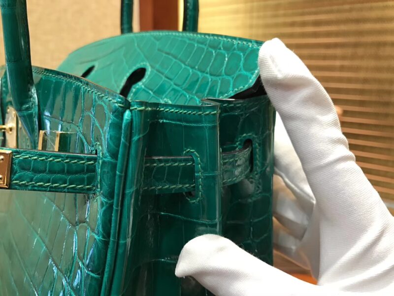爱马仕 Birkin铂金包 翡翠绿 一级皮 尼罗鳄鱼 进口原料 顶级手缝工艺 25cm - Image 5