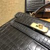 爱马仕 Kelly 凯莉包 经典黑 尼罗雾面 一级鳄鱼皮 顶级全手工缝制 金扣 28cm