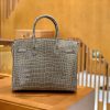 爱马仕 Birkin 铂金包 斑鸠灰 倒V 一级皮 湾鳄鱼皮 臻品级别 银扣 30cm