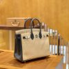 爱马仕 Birkin 铂金包 锡器灰拼杏色 仿蜥蜴皮 银扣 25cm