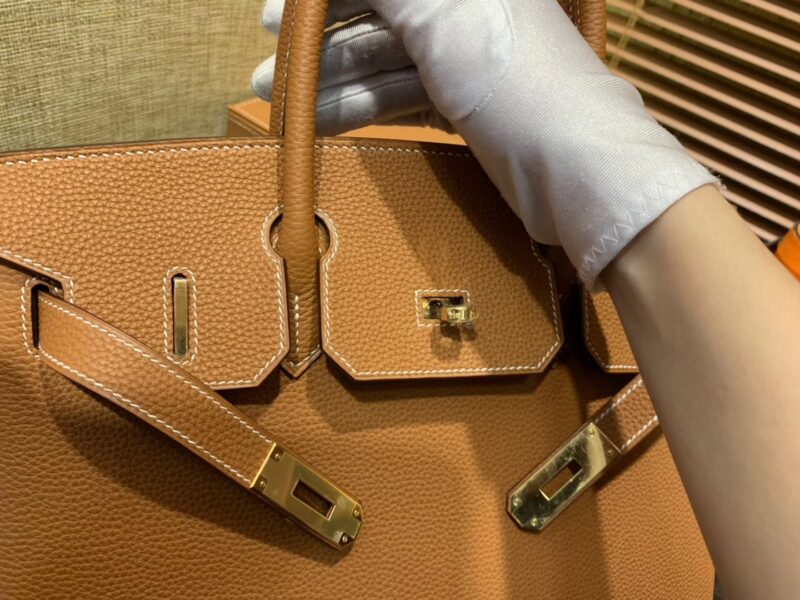爱马仕 Birkin 30cm ( 铂金包) Togo小牛皮 金棕 原版蜜蜡线 全手工缝制 - Image 3
