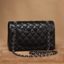 Chanel CF系列鱼子酱口盖包黑银S免检版