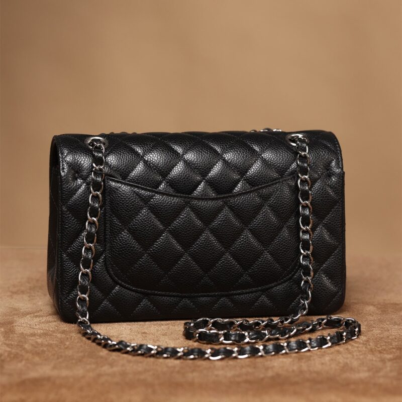 Chanel CF系列鱼子酱口盖包黑银S免检版 - Image 2