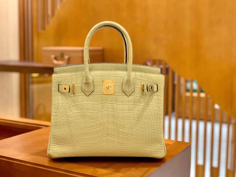 爱马仕 Birkin 30cm 奶黄色 金扣 一级皮 尼罗鳄鱼皮 臻品级别
