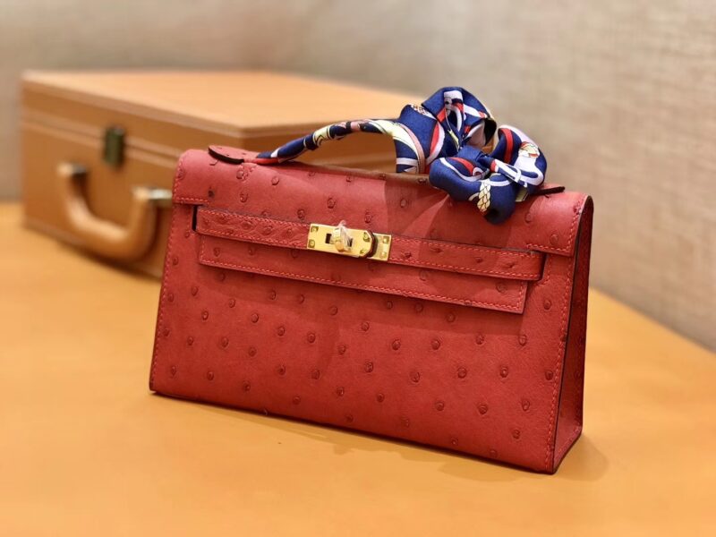 爱马仕 MiniKelly 迷你凯莉 法拉利红 鸵鸟皮 1代 22cm - Image 2