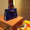 爱马仕 Mini Kelly 19cm (迷你2代) 宝蓝色 一级美洲鳄鱼皮 手工缝制 臻品级别