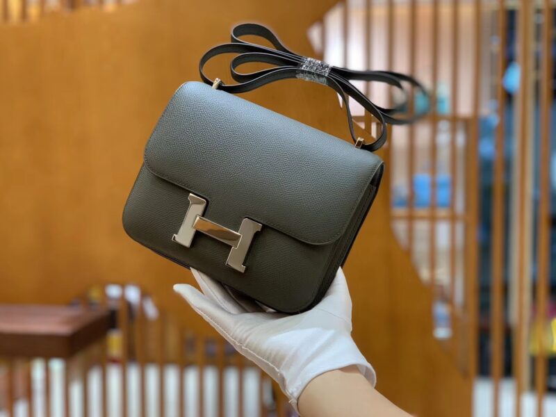 爱马仕 Constance 空姐包 锡器灰 掌纹牛皮 全手工缝制 银扣 18cm 现货