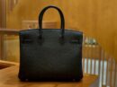 爱马仕 Birkin 铂金包 黑色 鸵鸟皮 手缝工艺 银扣 30cm 现货