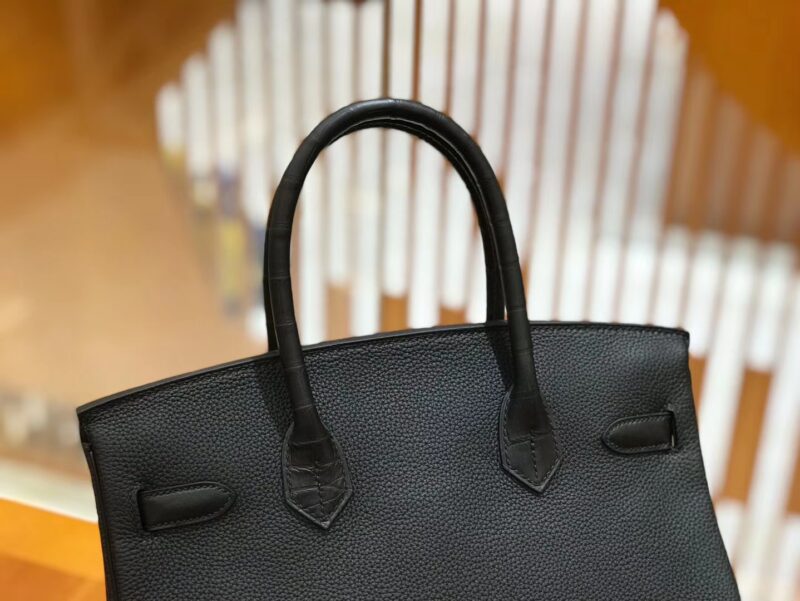 爱马仕 Birkin Touch 30cm 黑色 一级鳄鱼皮拼Togo牛皮 原版蜜蜡线 顶级手工 - Image 6