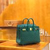 爱马仕 Birkin 25cm 缇香绿拼墨绿 鸵鸟皮 全手工缝制