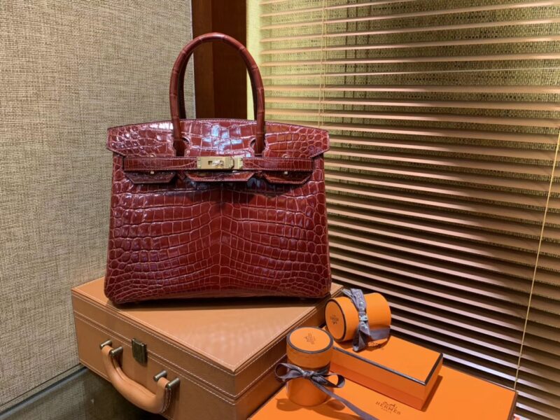 爱马仕 Birkin铂金包 板栗棕 一级皮 尼罗鳄鱼 进口原料 顶级手缝工艺 30cm