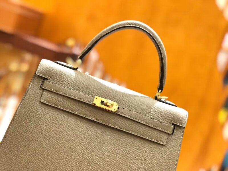 爱马仕 Kelly 25cm 银河灰 金扣 掌纹牛皮 全手工缝制 - Image 4