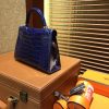 爱马仕 Mini Kelly 19cm (迷你2代) 宝蓝色 一级美洲鳄鱼皮 手工缝制 臻品级别