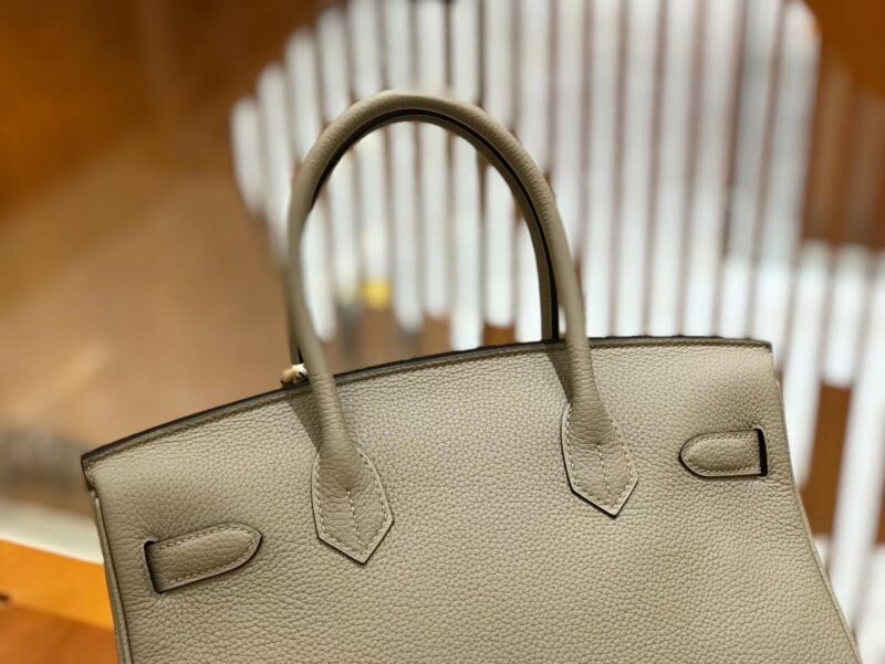 爱马仕 Birkin 30cm 斑鸠灰 Togo小牛皮 金扣 原版蜜蜡线 顶级手工缝制 - Image 5