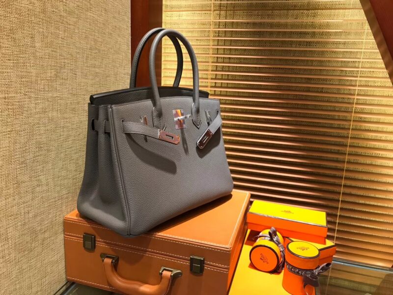 爱马仕 Birkin 30cm ( 铂金包) Togo小牛皮 锡器灰 原版蜜蜡线 全手工缝制 - Image 8