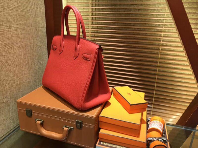 爱马仕 Birkin铂金包 罂粟橘 德国togo小牛皮 原版蜜蜡线 顶级手缝 金扣 30cm - Image 5