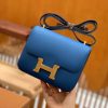爱马仕 Constance 18cm 伊滋密尔蓝 原厂牛皮 金扣 原版蜜蜡线 顶级手工缝制