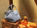 爱马仕 Lindy琳迪包 亚麻蓝 德国进口togo牛皮 全手工缝制 银扣 30cm