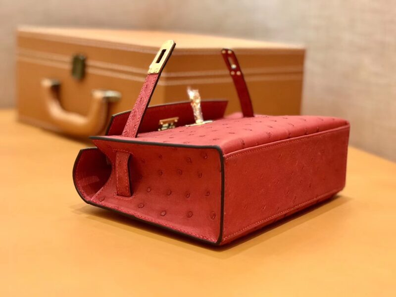 爱马仕 MiniKelly 迷你凯莉 法拉利红 鸵鸟皮 1代 22cm - Image 6