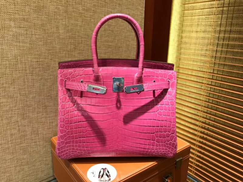 爱马仕 Birkin铂金包 桃红色 一级皮 尼罗鳄鱼 进口原料 顶级手缝工艺 30cm
