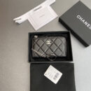 Chanel AP0222零钱包黑色小羊皮银扣免检版