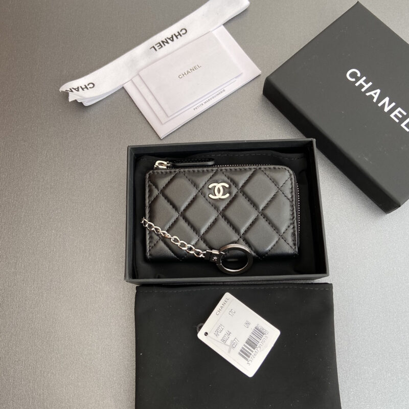 Chanel AP0222零钱包黑色小羊皮银扣免检版 - Image 3