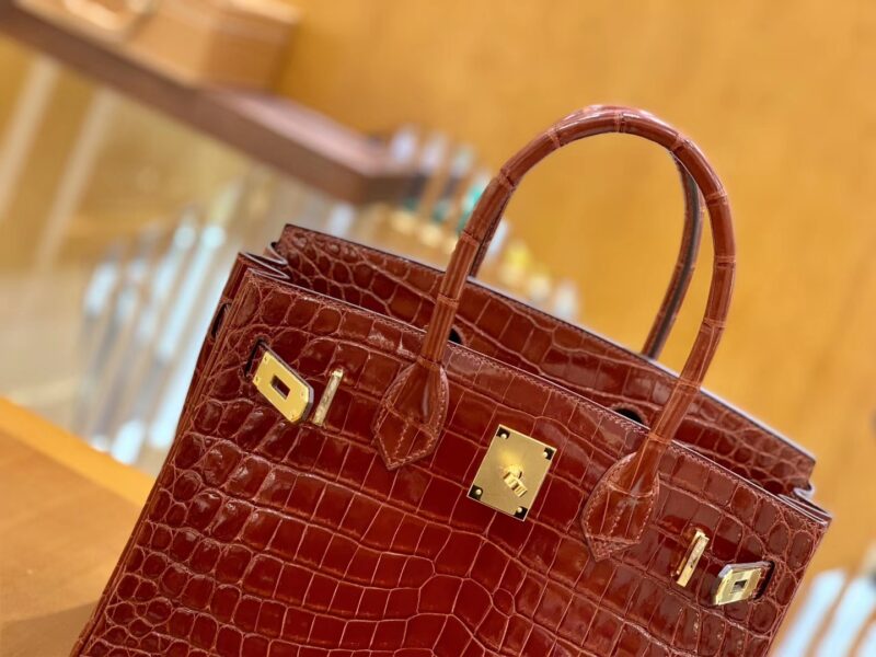 爱马仕 Birkin 30cm 板栗棕 蜜糖棕 金扣 一级皮 尼罗鳄鱼皮 臻品级别 - Image 6