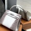 爱马仕 Kelly 凯莉包 喜马拉雅 特级鳄鱼皮 全手工缝制 银扣 25cm