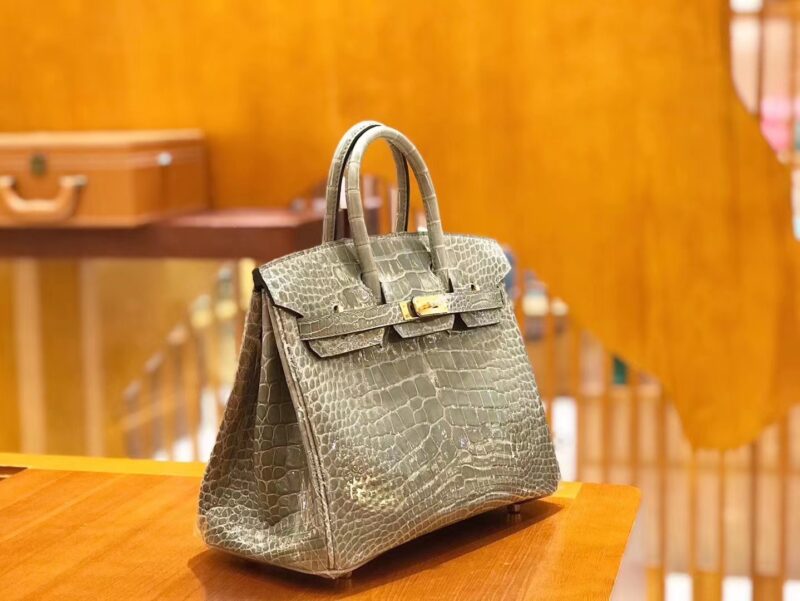爱马仕 Birkin 25cm 一级美洲鳄鱼皮 81斑鸠灰 高定工序版本 全手工缝制