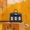 爱马仕 Birkin 20cm 限量版小房子 宝蓝色 Epsom拼鳄鱼皮 顶级全手缝工序