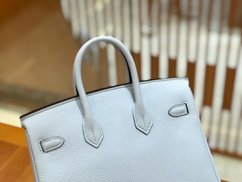 爱马仕 Birkin 25cm 雾蓝 Togo小牛皮 金扣 原版蜜蜡线 顶级手工缝制 - Image 5