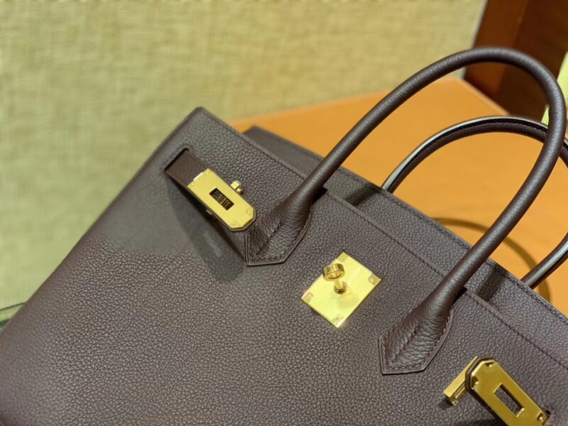 爱马仕 Birkin铂金包 摩卡色 德国togo小牛皮 原版蜜蜡线 顶级手缝 金扣 30cm - Image 3