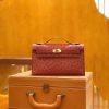 爱马仕 Mini Kelly 22cm 石榴红 南非KK级鸵鸟皮 金扣 原版蜜蜡线 顶级手缝