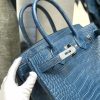 9fec1a3fc20f0e5.jpg 爱马仕 Birkin铂金包 靛蓝色 雾面美洲鳄鱼皮 银扣 30cm