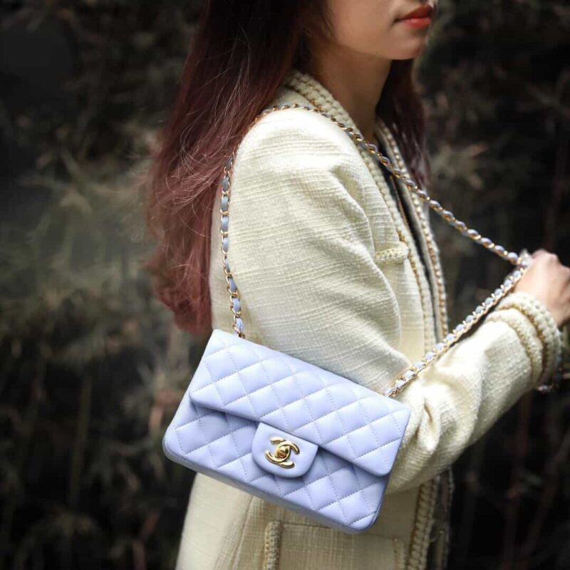 Chanel 2021春夏新色CF20大mini单肩斜挎包 A01116冰紫蓝 - Image 5